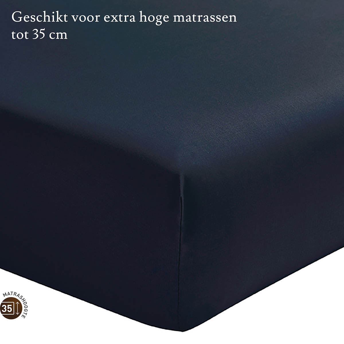 Essix Hoeslaken Hoge Hoek Percal Bleu Nuit 90 x 200 cm