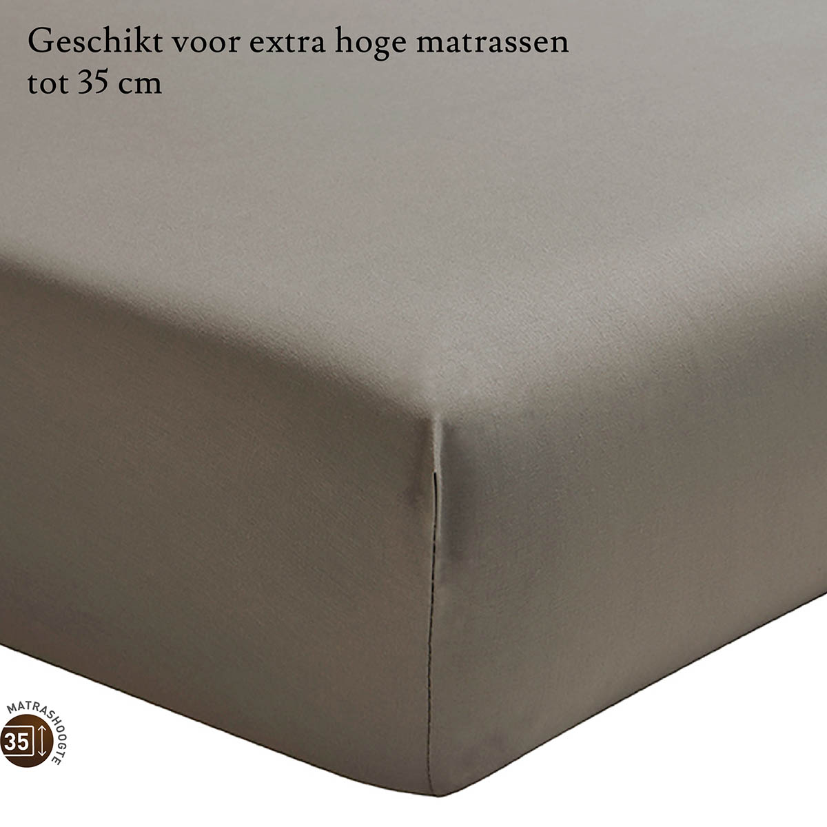 Essix Hoeslaken Hoge Hoek Percal Taupe 90 x 200 cm