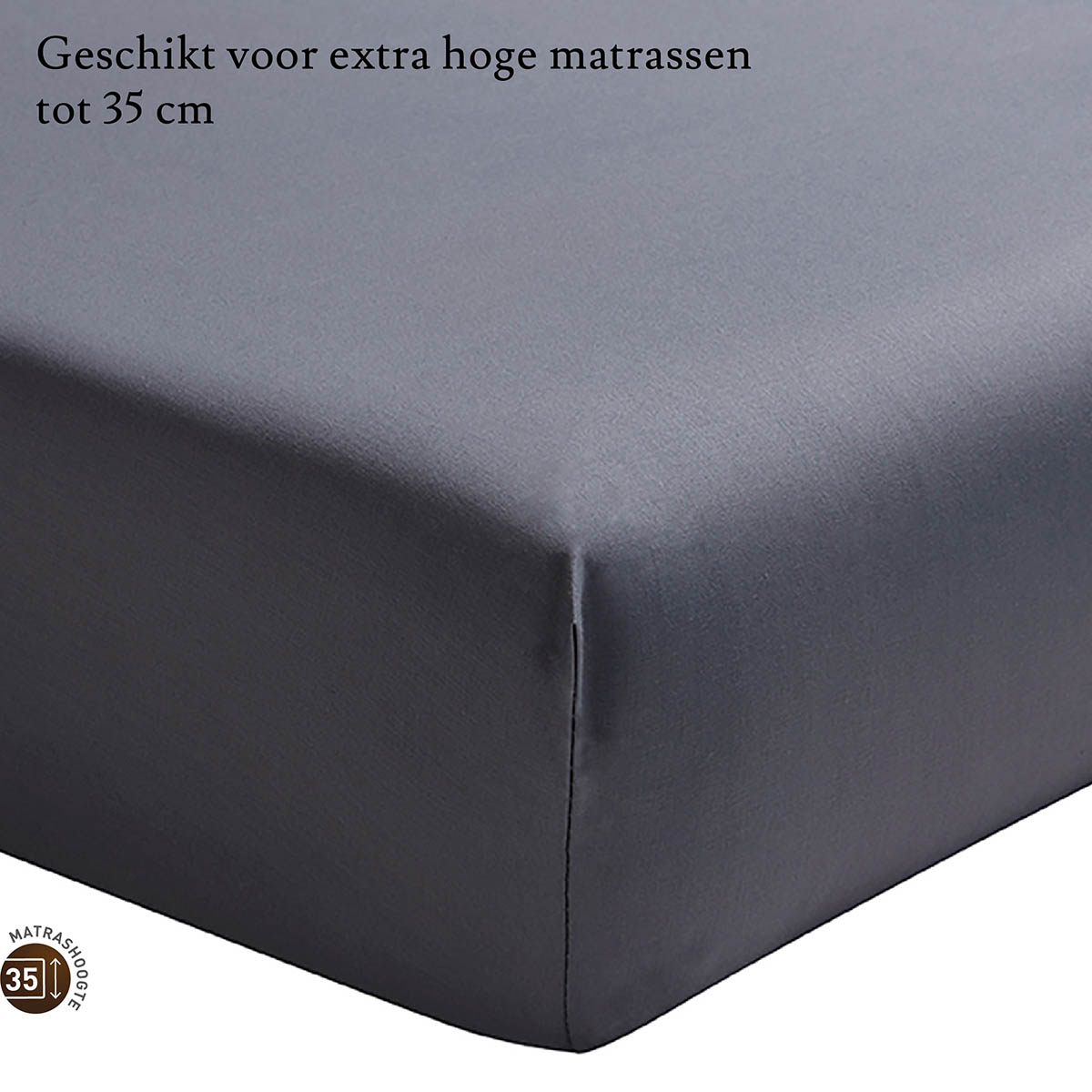 Essix Hoeslaken Hoge Hoek Percal Ardoise 90 x 200 cm